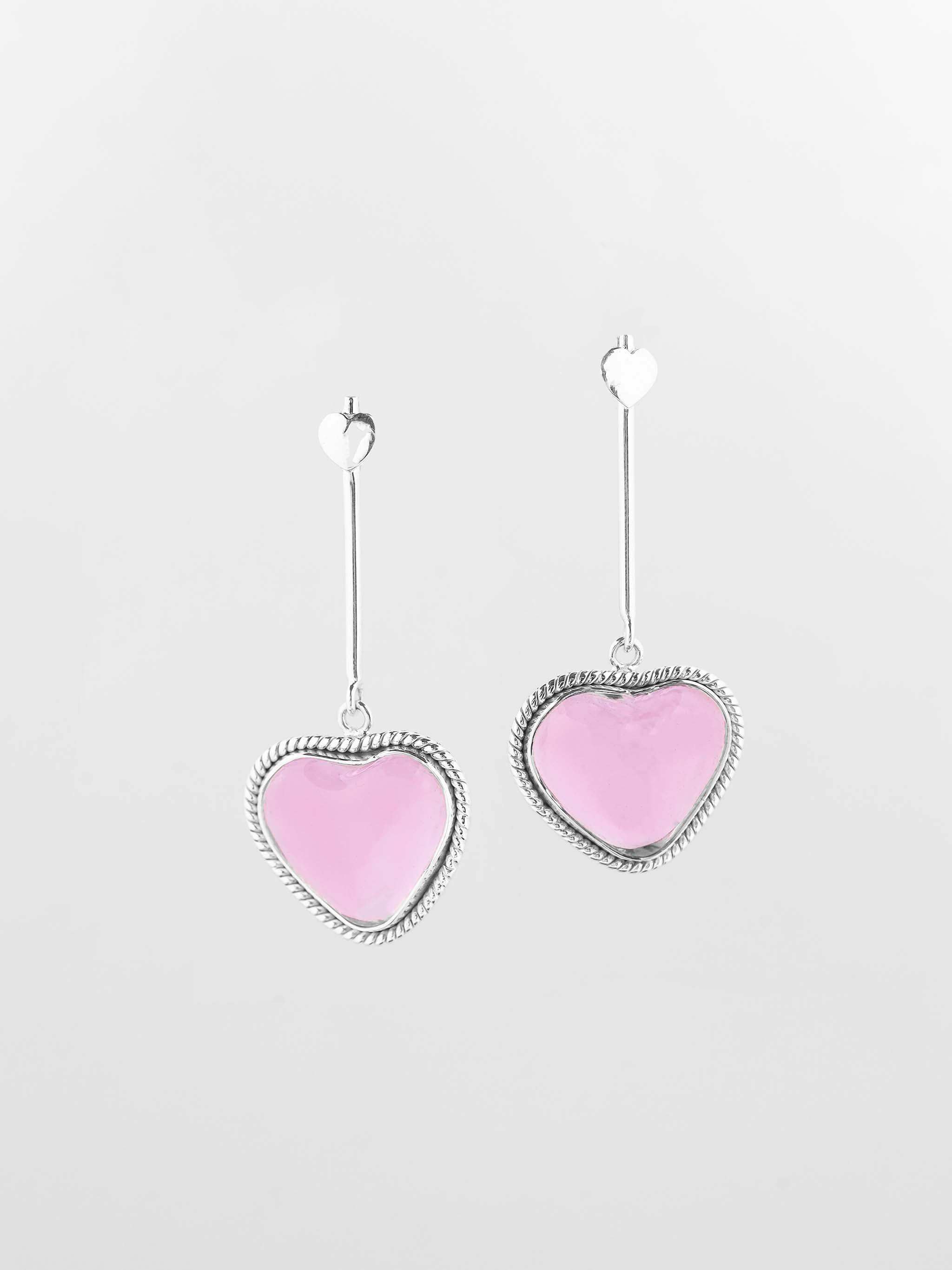 ROSE HEARTS - Pink Earrings & Pendant