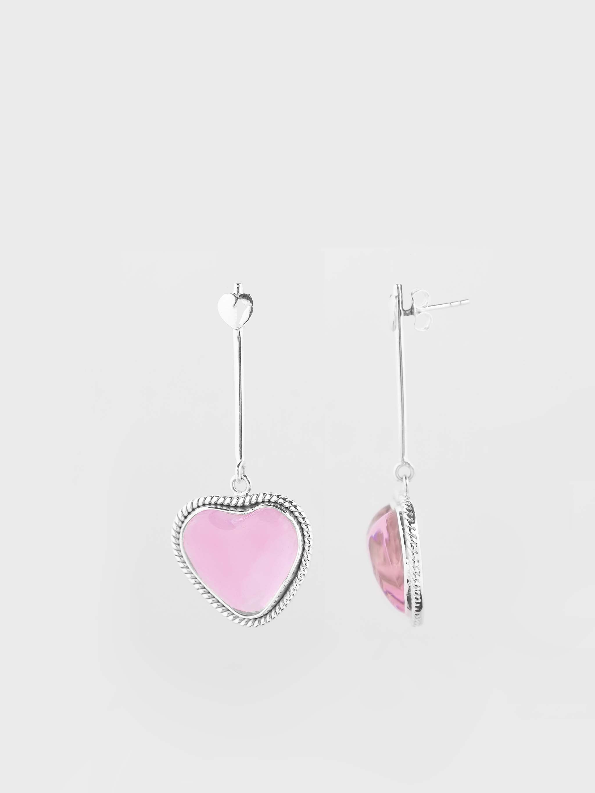 ROSE HEARTS - Pink Earrings & Pendant