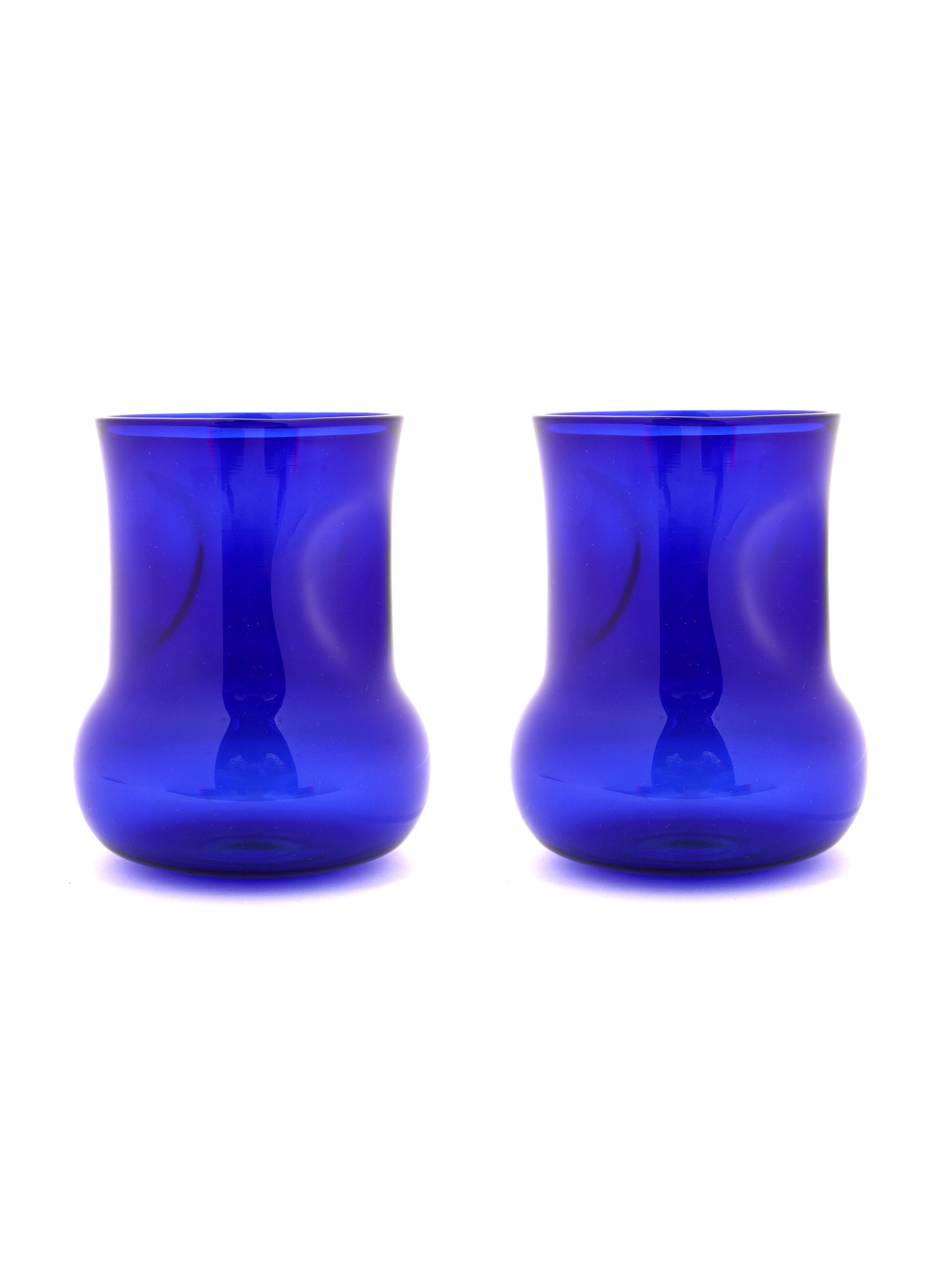 Blue Penguin fluted Pitcher with Dimpled blue glasses (set of 2)