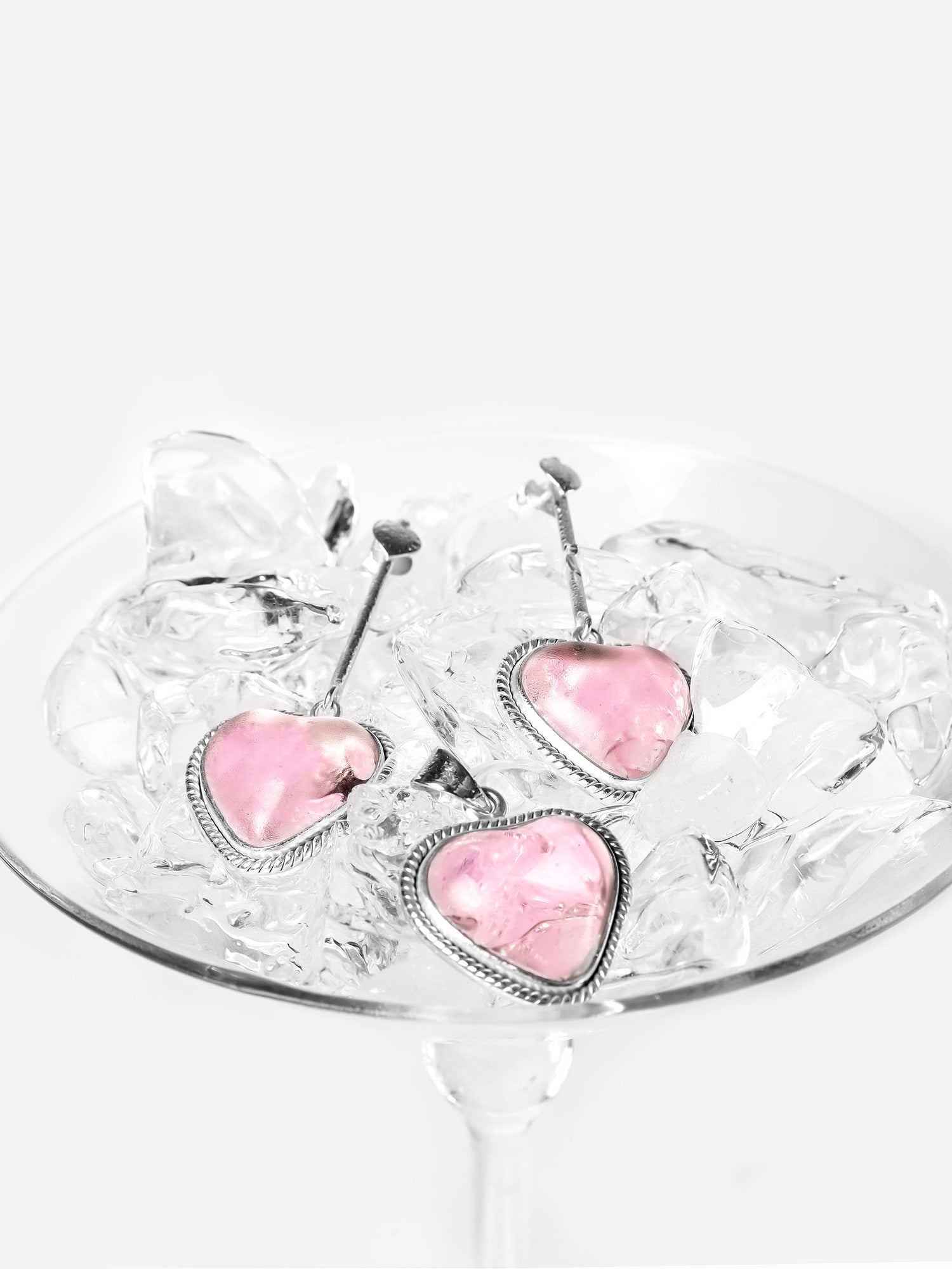 ROSE HEARTS - Pink Earrings &amp; Pendant
