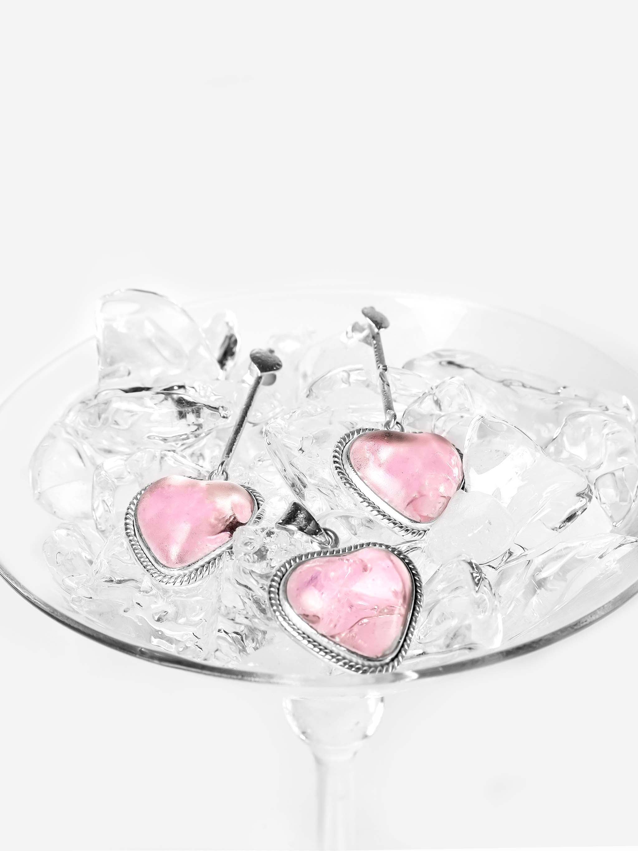 ROSE HEARTS - Pink Earrings &amp; Pendant