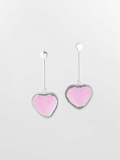 ROSE HEARTS - Pink Earrings &amp; Pendant
