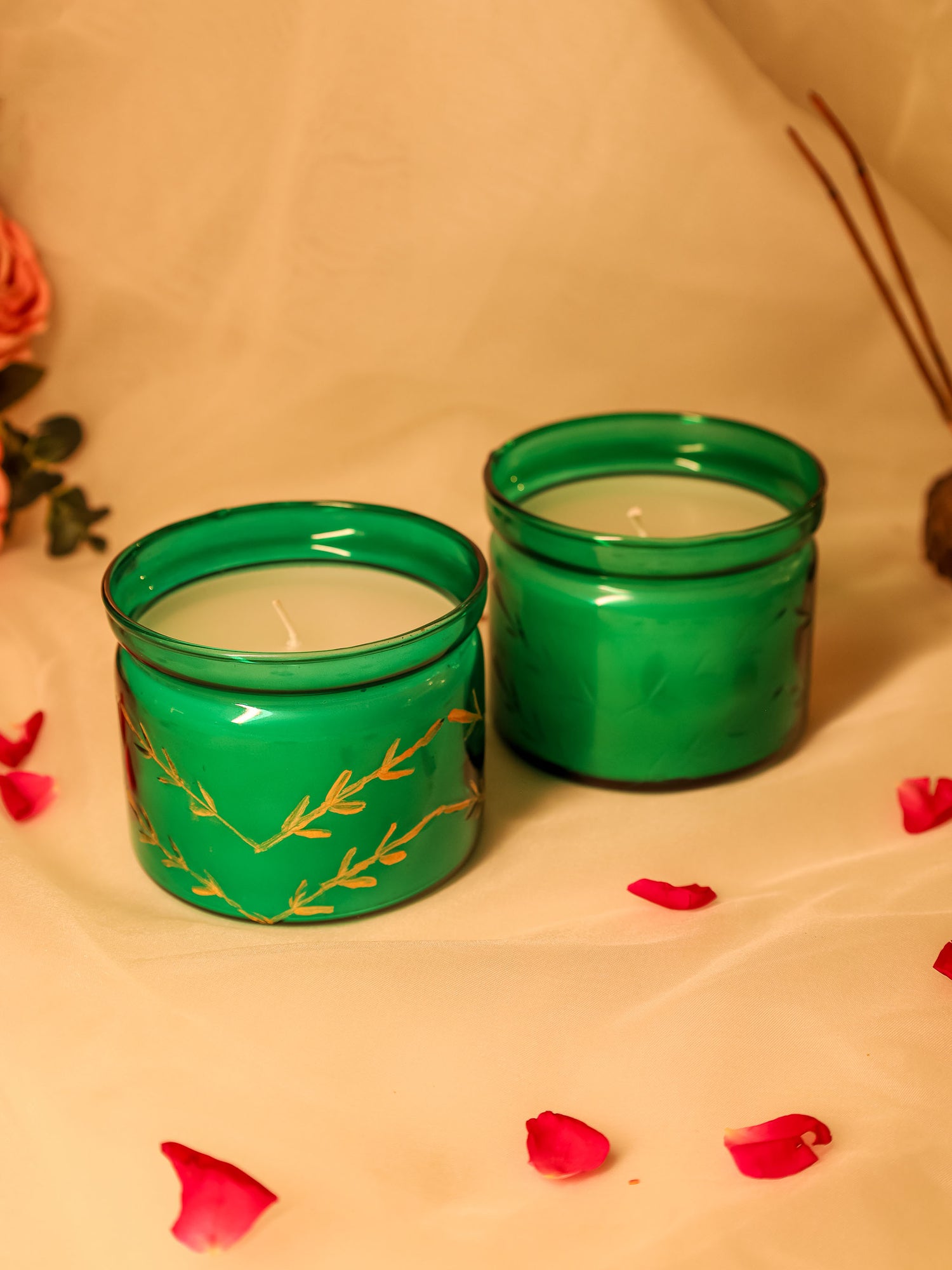 Sugam Candle green(set of 2)