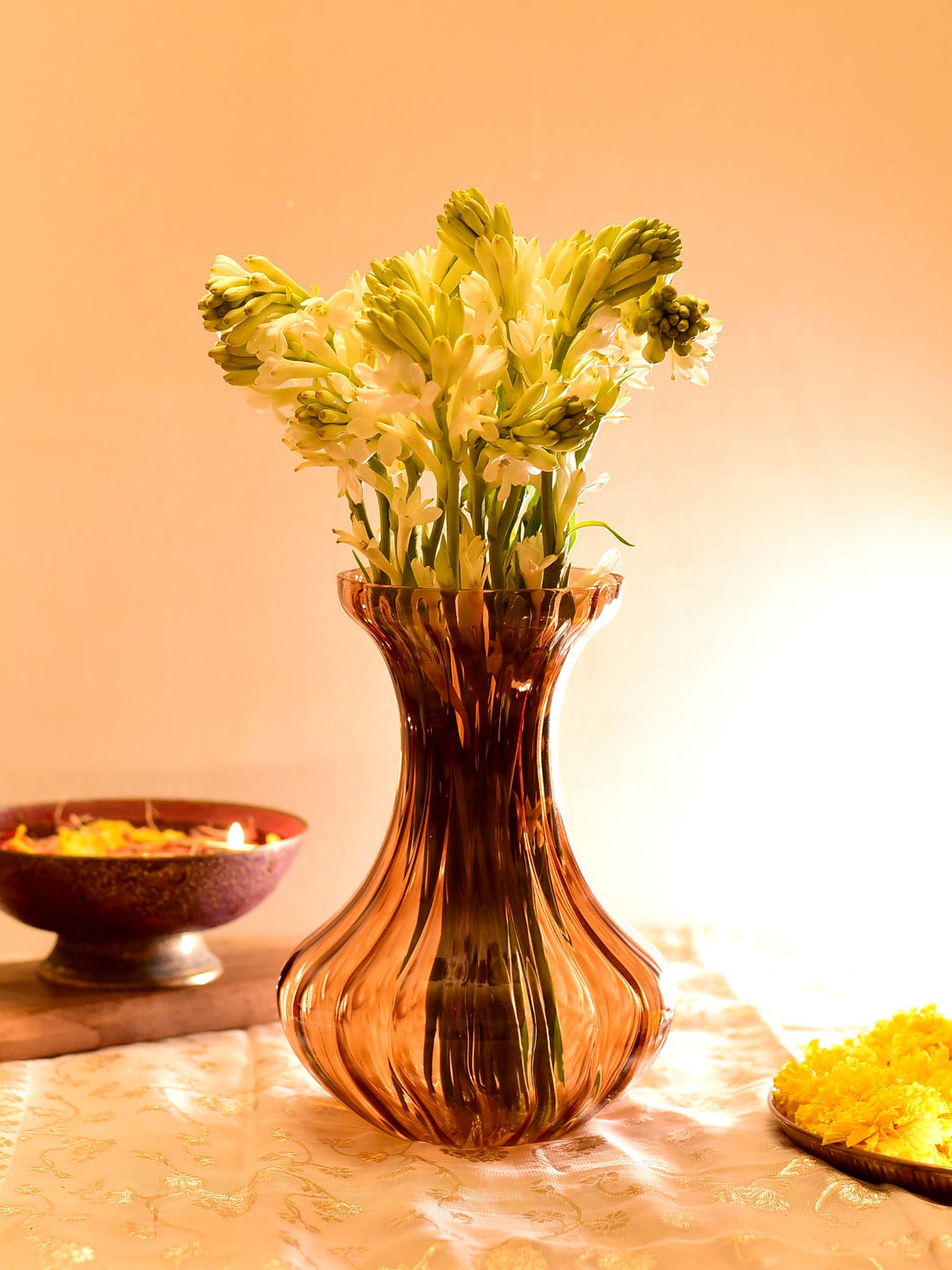 Nihit Vase Ribbed Brown