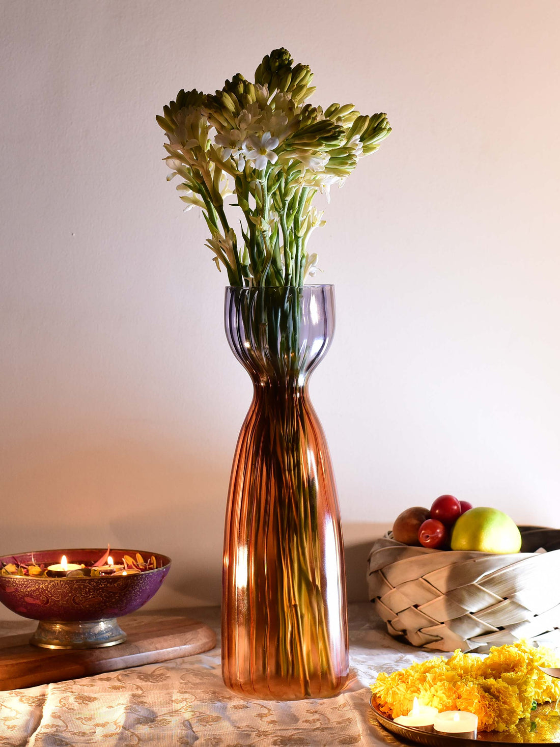 Nadasvaram Vase Ribbed Brown